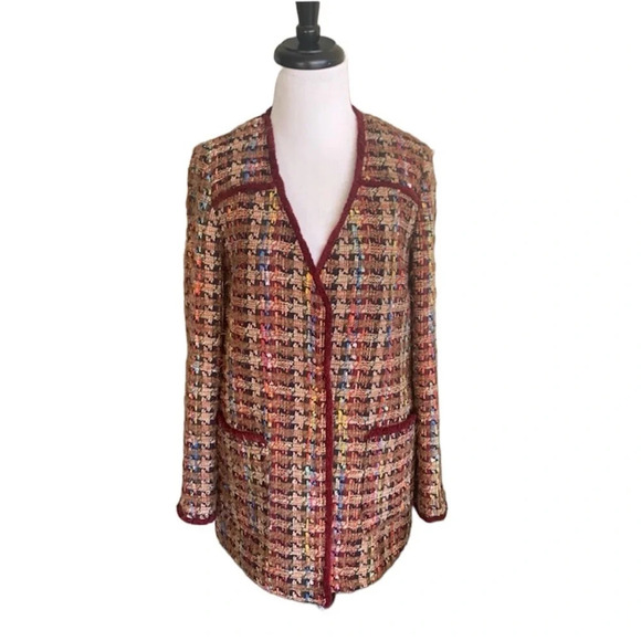 Anthropologie ett:twa Harlequin Tweed Blazer Bohemian Casual Women’s XS - Picture 4 of 14